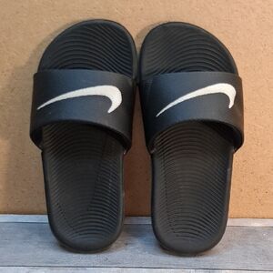 Nike Kawa Black Slide Sandals with White Swoosh Size 11C